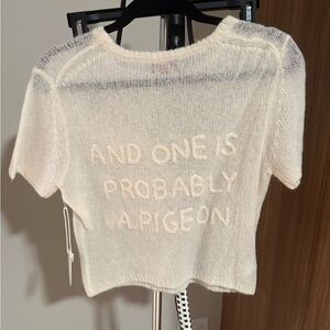 NWT STAUD Ivory Knit 'Ducks in a Row' Short Sleeve Top